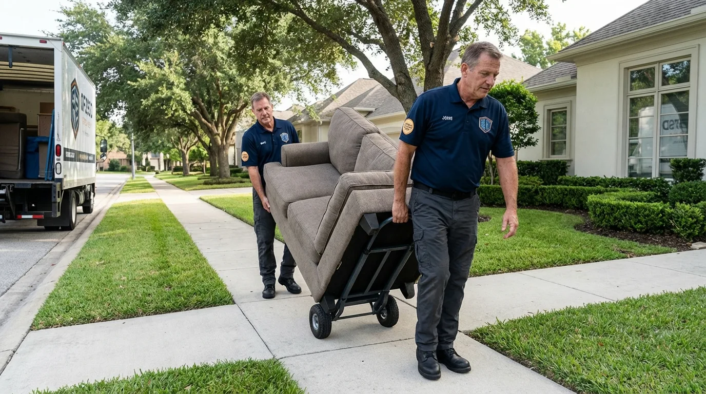 Local residential moving crew loading furniture in Inwood, NY